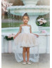 Long Sleeves Embroidered Lace Tulle High Low Flower Girl Dress